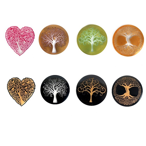 Tree of Life Pattern Heart/Flat Round DIY Cup Mat Silicone Molds, Resin Casting Molds, for UV Resin, Epoxy Resin Craft Making