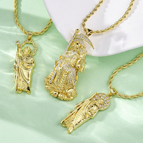 Латунные микропаве прозрачные кубические цирконии святой Иуда мрачный жнец подвески ожерелья