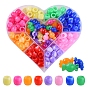 156Pcs 9 Style Acrylic European Beads, Imitation Gemstone, Large Hole Beads, Barrel