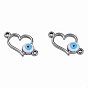 304 Stainless Steel Enamel Connector Charms, Heart with Evil Eye