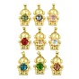 Rack Plating Brass Pendants, with Glass, Long-Lasting Plated, Cadmium Free & Lead Free, Spaceman Charms