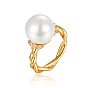 925 Sterling Silver Wire Wrapped Finger Ring with Imitation Pearl