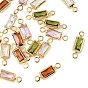 SHEGRACE Brass Pave Cubic Zirconia Rectangle Connector Charms, Cadmium Free & Nickel Free & Lead Free, Long-Lasting Plated