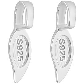 2 шт. 925 плоские клеевые скобы из стерлингового серебра, форма листа