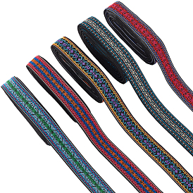 13.5M 5 Colors Vintage Jacquard Polyester Ribbon, Emobridered Woven Ribbon, for DIY Clothing Accessories Decorations