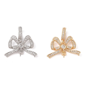 Brass Micro Pave Cubic Zirconia Peg Bails, Bowknot