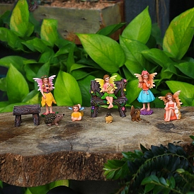 Resin Fairy Stool Chair Squirrel Set Figurines, for Outdoor Garden Patio Balcony Decoration