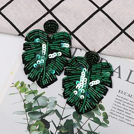 Chic Leaf Bead Earrings for Women - Bold and Minimalist Design