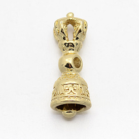 Brass Beads, Dorje Vajra with Bell for Buddha Jewelry, 22x8mm, Hole: 2mm