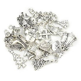 20Pcs Christmas Theme Tibetan Style Alloy Pendants