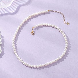 Натуральные культивированные пресноводные жемчужные картофельные ожерелья, украшенные бусинами, с 304 из нержавеющей стали Lobster Claw застежками, золотые