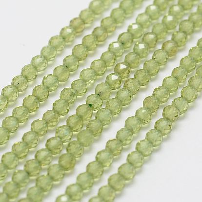 Natürliche Peridot Perle Stränge, Runde, facettiert
