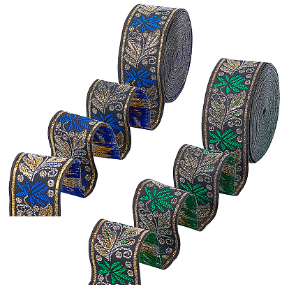 2шт 2 цвета вышивка в этническом стиле полиэстеровые ленты, жаккардовая лента, тирольская лента, аксессуары для одежды, цветочным узором