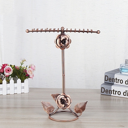 Estante de exhibición de joyería de hierro rosa, para colgar collares, Aretes, Esposas