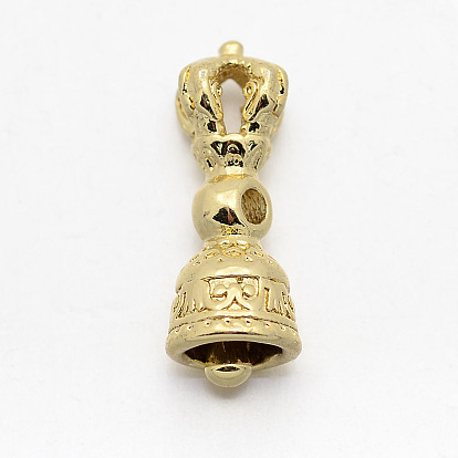 Brass Beads, Dorje Vajra with Bell for Buddha Jewelry, 22x8mm, Hole: 2mm