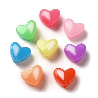 Акриловые непрозрачные бусины имитация желе, два тона, сердце