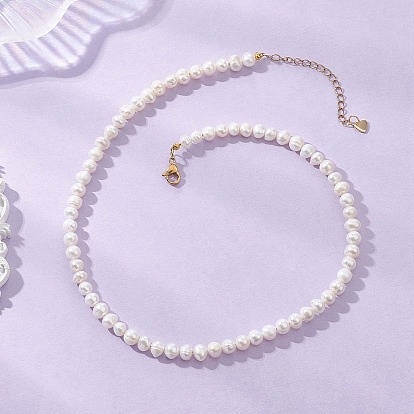 Натуральные культивированные пресноводные жемчужные картофельные ожерелья, украшенные бусинами, с 304 из нержавеющей стали Lobster Claw застежками, золотые