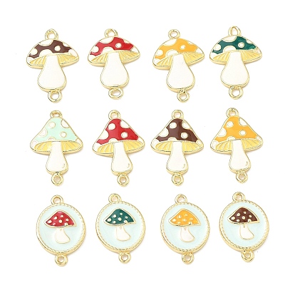 Подвески-соединители в виде грибов из осенней латуни с эмалью, золотые
