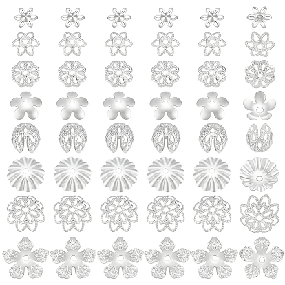 64 шт. 8 стили латунные колпачки для бусин, цветок