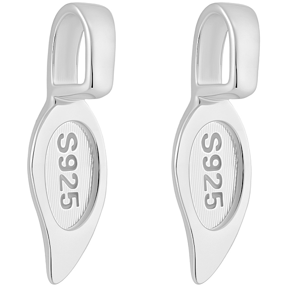 2 шт. 925 плоские клеевые скобы из стерлингового серебра, форма листа