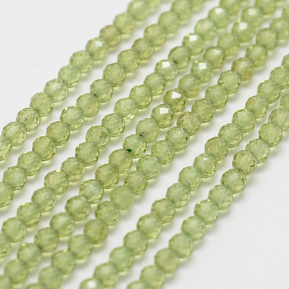 Natürliche Peridot Perle Stränge, Runde, facettiert