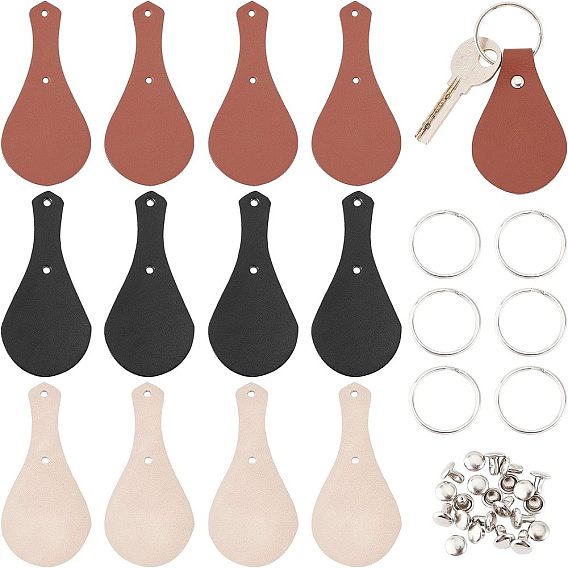 Сделай сам наборы для ключей, включая пустые кожаные этикетки для одежды с заклепками, железный сплит кольцо для ключей