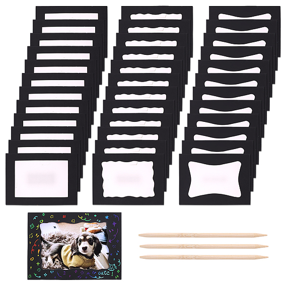 36шт. 3 стили прямоугольных бумажных фоторамок, с помощью бамбуковых палочек для соскабливания