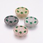 Brass Micro Pave Cubic Zirconia Beads, Oval
