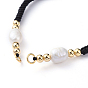 Braided Nylon Cord for DIY Bracelet Making, with Natural Freshwater Pearl & Brass Findings