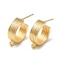 Brass Ring Stud Earring Finding, Half Hoop Earrings with Loops