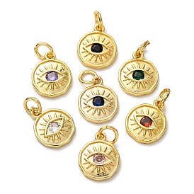 Латунные микро проложить кубического циркония подвески, плоский круглый с оберегами от сглаза, долговечный, с целью перехода в кольце
