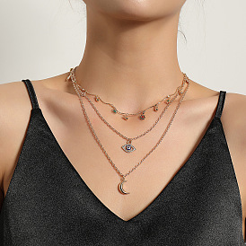 Collier avec pendentif en forme de croissant d'oeil en diamant pour femmes, tube courbé, bijoux personnalisés fleur tendance