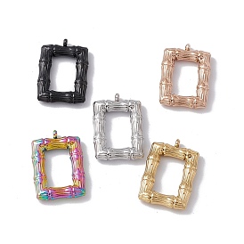 304 Stainless Steel Pendants, Rectangle Bamboo Joint Charms