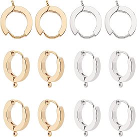 12 шт. 2 цвета 201 фурнитура для сережек-колец из нержавеющей стали, с 316 хирургическими серьгами из нержавеющей стали, кольцо