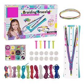 Friendship Bracelet Making Kit, DIY Weaving Knitting Machine Arts and Crafts Ideas for Teen Girl, including Instruction Sheet, Cord, Sticker, Button, Pin, Weaving Loom