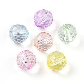 Прозрачные акриловые бусины, круглые, граненый(32 граненый)