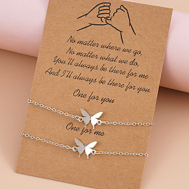 Chic Butterfly Chain Bracelet with Card Charm for Women - Elegant Handmade Jewelry