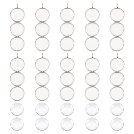 20шт 304 подвеска из нержавеющей стали с кабошоном, чашки безель с краями, три плоских круглых подвески со стеклянными кабошонами 60 шт.