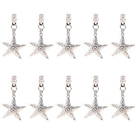 Tablecloth Pendants, with Iron Clips, Iron Jump Rings and Tibetan Style Alloy Big Pendants, Starfish