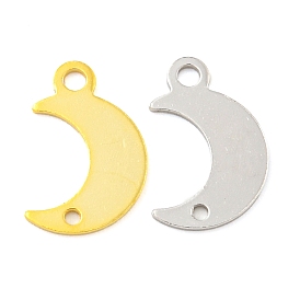 925 Sterling Silver Moon Connector Charms, with 925 Stamp