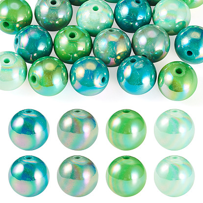 20Stück 4Farben UV-Beschichtung undurchsichtige Acrylperlen, ab Farbe plattiert, Runde