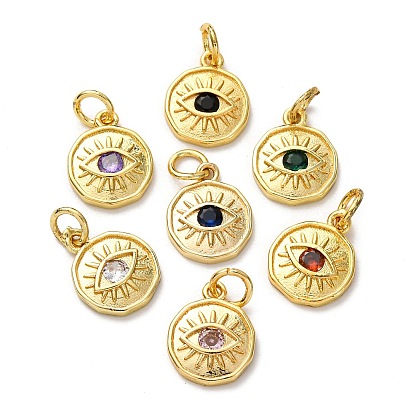 Латунные микро проложить кубического циркония подвески, плоский круглый с оберегами от сглаза, долговечный, с целью перехода в кольце