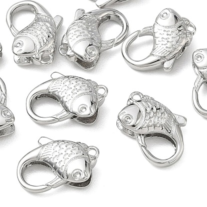 SHEGRACE Brass Lobster Claw Clasps, Fish, Cadmium Free & Lead Free & Nickel Free