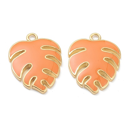 Латунь эмаль подвески, талисманы листьев монстеры, долговечный, песчаный коричневый