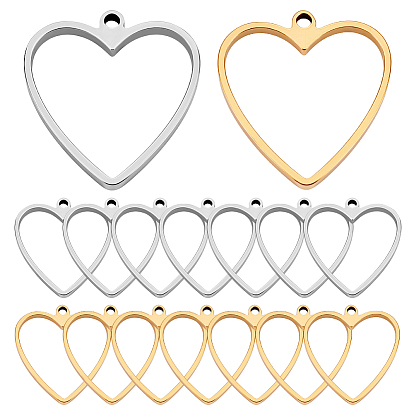 16 шт. 2 цвета 201 подвески из нержавеющей стали, сердце