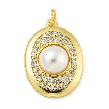 Стойка металлическая латунная микропрофилированная кубическая циркония подвески, с ABS имитации жемчуга, с целью перехода в кольце, долговечный, без свинца и без кадмия, овальные