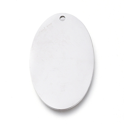 304 Stainless Steel Pendants, Manual Polishing, Stamping Blank Tag, Laser Cut, Oval