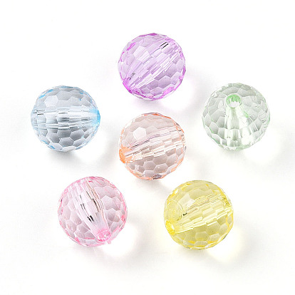 Прозрачные акриловые бусины, круглые, граненый(32 граненый)