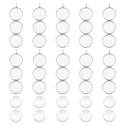 20шт 304 подвеска из нержавеющей стали с кабошоном, чашки безель с краями, три плоских круглых подвески со стеклянными кабошонами 60 шт.