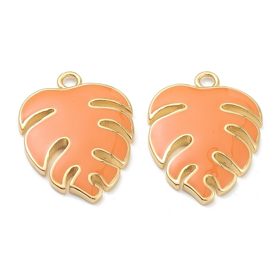 Латунь эмаль подвески, талисманы листьев монстеры, долговечный, песчаный коричневый
